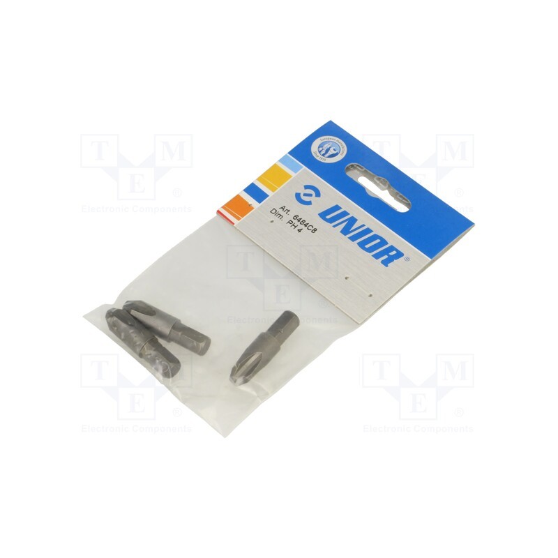 1 pcg x UNIOR - 602425 - Screwdriver bit, Phillips, PH4, Overall len: 38mm, 3pcs.