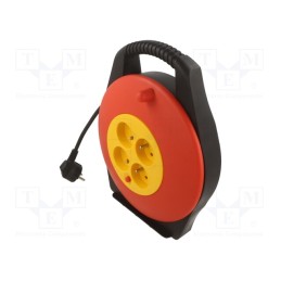 1 pcs x KERG - M02530 - Extension lead, 3x1mm2, retractable, Sockets: 4, PVC, black, 10m