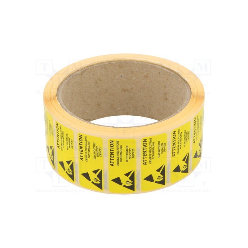 1 rol x ANTISTAT - 055-0068 - Self-adhesive label, ESD, 16x38mm, 1000pcs, reel, yellow-black