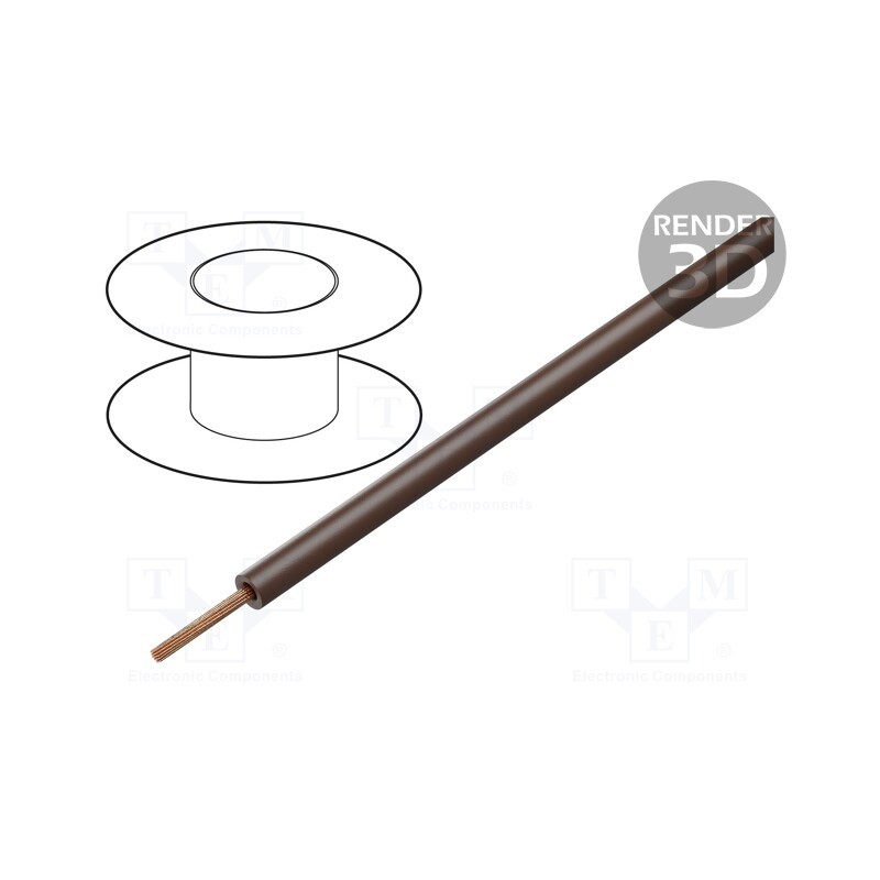 1 rol x DONAU ELEKTRONIK - 125-S50-8 - Wire, stranded, Cu, 0.25mm2, PVC, brown, 100V, 50m, Class: 5