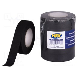 1 set x HPX - TP1900 - Tape: textile, W: 19mm, L: 10m, Thk: 0.3mm, rubber, black, max.105°C