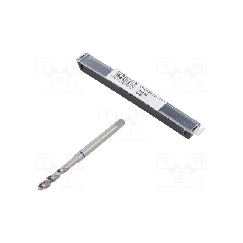 1 pcs x Vu00d6LKEL - 36438 - Tap, high speed steel cobalt HSS-E, M6, 1, 80mm, 4,9mm, ISO2/6H
