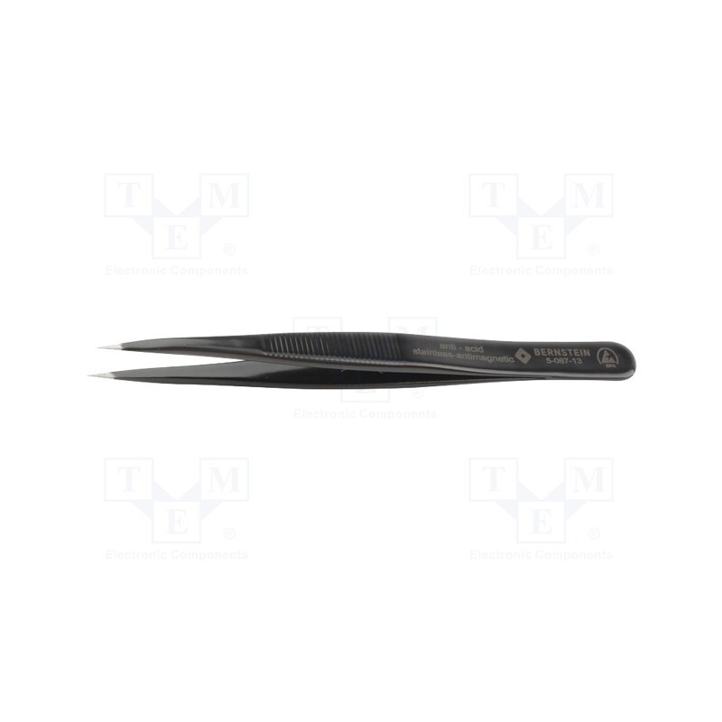 1 pcs x BERNSTEIN - 5-087-13 - Tweezers, Blade tip shape: sharp, Tweezers len: 110mm, ESD
