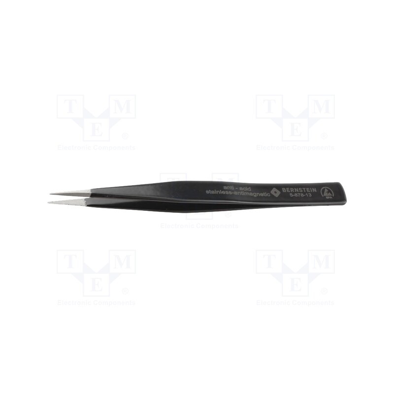 1 pcs x BERNSTEIN - 5-878-13 - Tweezers, Blade tip shape: sharp, Tweezers len: 130mm, ESD
