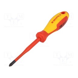 1 pcs x KNIPEX - 98 25 02 SL - Screwdriver, insulated, Pozidriv®, PZ2, Blade length: 100mm, 1kVAC