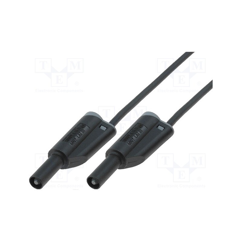 1 pcs x ELECTRO-PJP - 2617-IEC-200-SW - Test lead, 36A, banana plug 4mm,both sides, Len: 2m, black