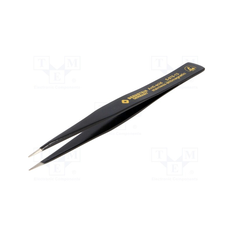 1 pcs x BERNSTEIN - 5-078-13 - Tweezers, non-magnetic, Blade tip shape: sharp, ESD, 16g
