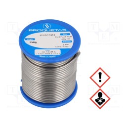 1 pcs x BROQUETAS - BROFIL 60 B2.1 2.0MM 250G - Soldering wire, Sn60Pb40, 2mm, 0.25kg, lead-based, reel, 183÷190°C