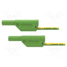 1 pcs x SCHu00dcTZINGER - VSFK 8701 / 2.5 / 200 / GNGE - Test lead, 32A, banana plug 4mm,both sides, Urated: 1kV, Len: 2m