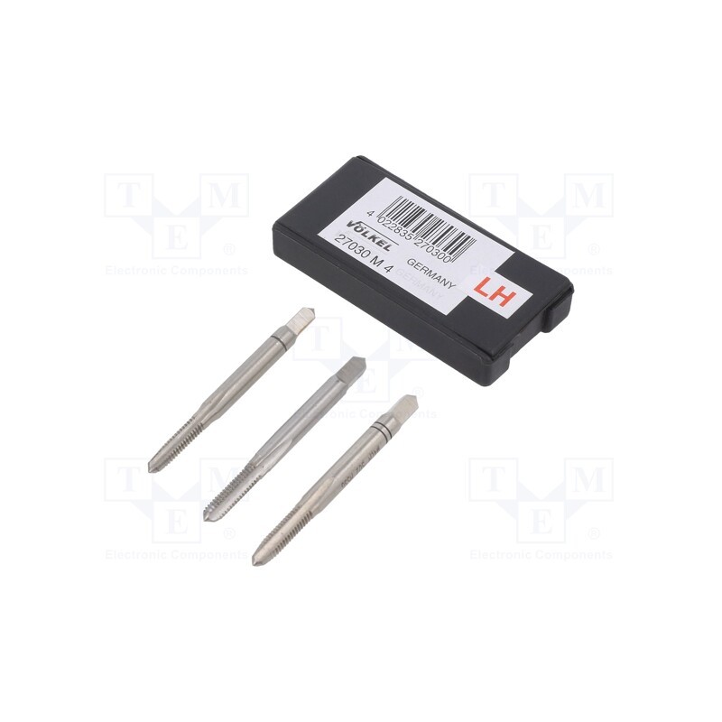 1 set x Vu00d6LKEL - 27030 - Tap, high speed steel grounded HSS-G, M4, 0.7, 45mm, 3,4mm, 3pcs.