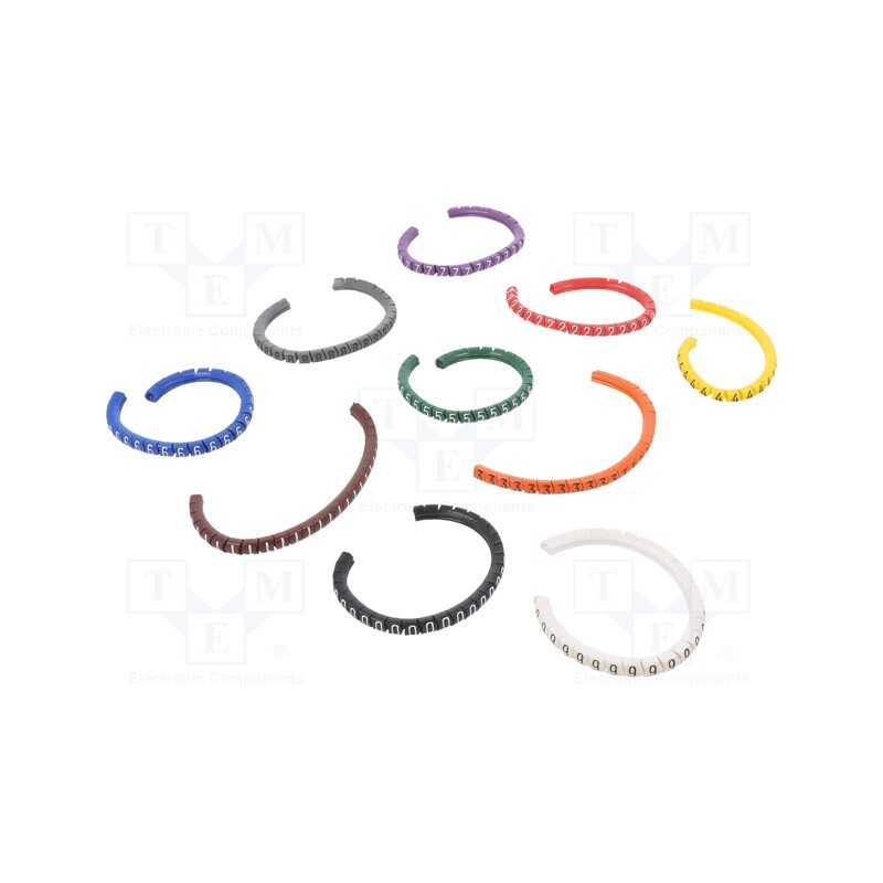 1 set x PARTEX - PA-02003PGCC.0X - Markers, Marking: 0, 1, 2, 3, 4, 5, 6, 7, 8, 9, 1.3÷3mm, PVC