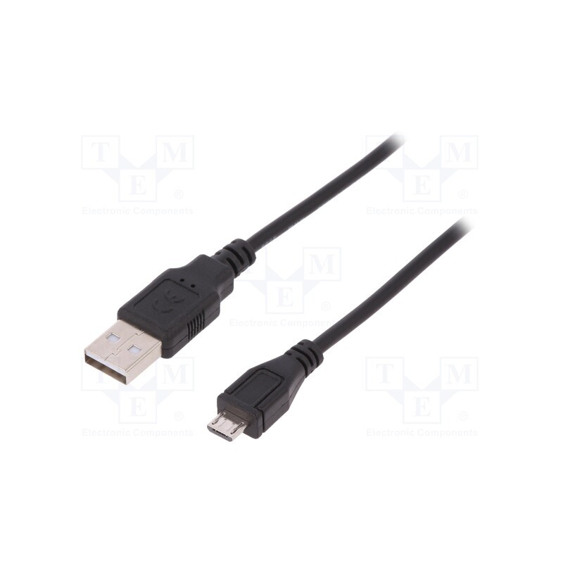 1 pcs x DIGITUS - AK-300127-010-S - Cable, USB 2.0, USB A plug,USB B micro plug, nickel plated, 1m