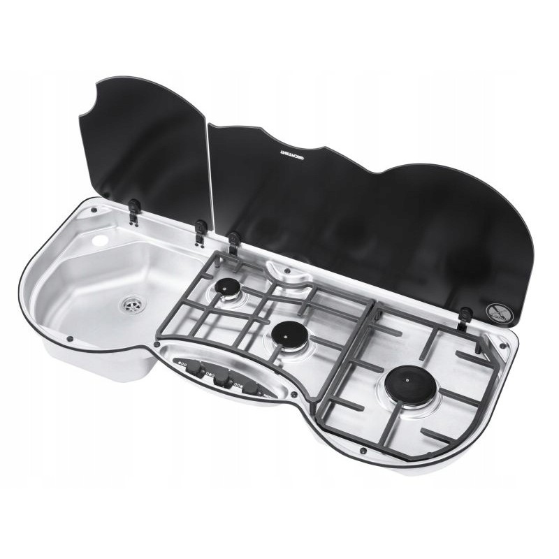 Thetford 353 left three-burner sink and stove