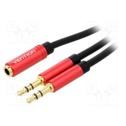 1 pcs x VENTION - BBDRY - Cable, Jack 3.5mm 3pin plug x2,Jack 3.5mm 4pin socket, 0.3m
