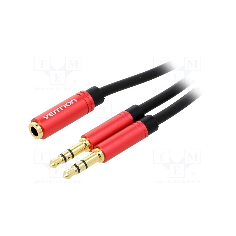 1 pcs x VENTION - BBDRY - Cable, Jack 3.5mm 3pin plug x2,Jack 3.5mm 4pin socket, 0.3m