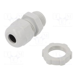 1 pcs x OBO BETTERMANN - V-TEC PG9+ LGR - Cable gland, PG9, IP68, polyamide, light grey, V-TEC PG