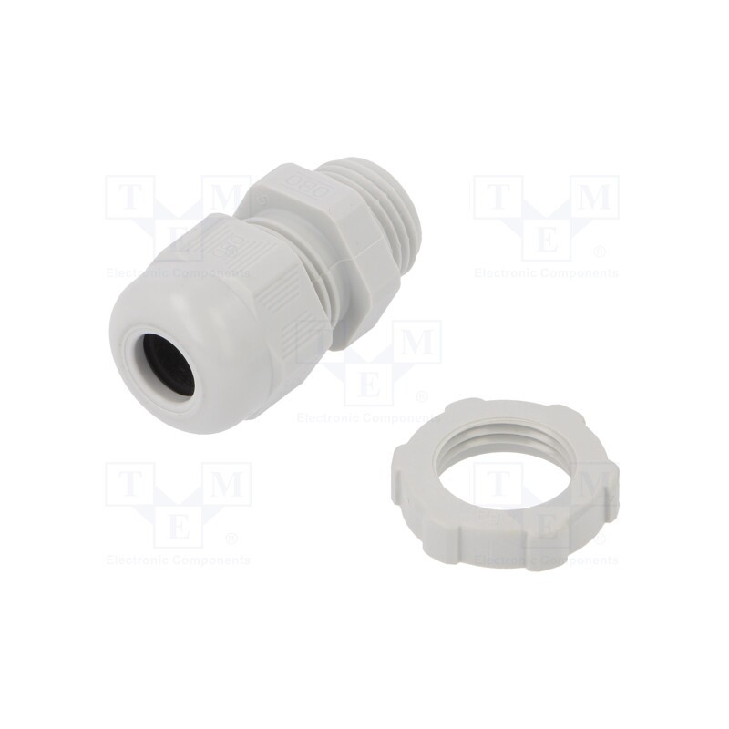 1 pcs x OBO BETTERMANN - V-TEC PG9+ LGR - Cable gland, PG9, IP68, polyamide, light grey, V-TEC PG