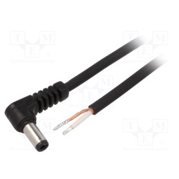 1 pcs x WEST POL - A25-TT-C075-150BK - Cable, 1x0.75mm2, wires,DC 5,5/2,5 plug, angled, black, 1.5m