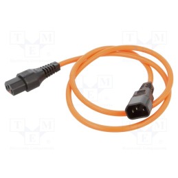 1 pcs x SCHAFFNER - IL13-C14-H05-3100-100-O - Cable, IEC C13 female,IEC C14 male, 1m, with IEC LOCK locking