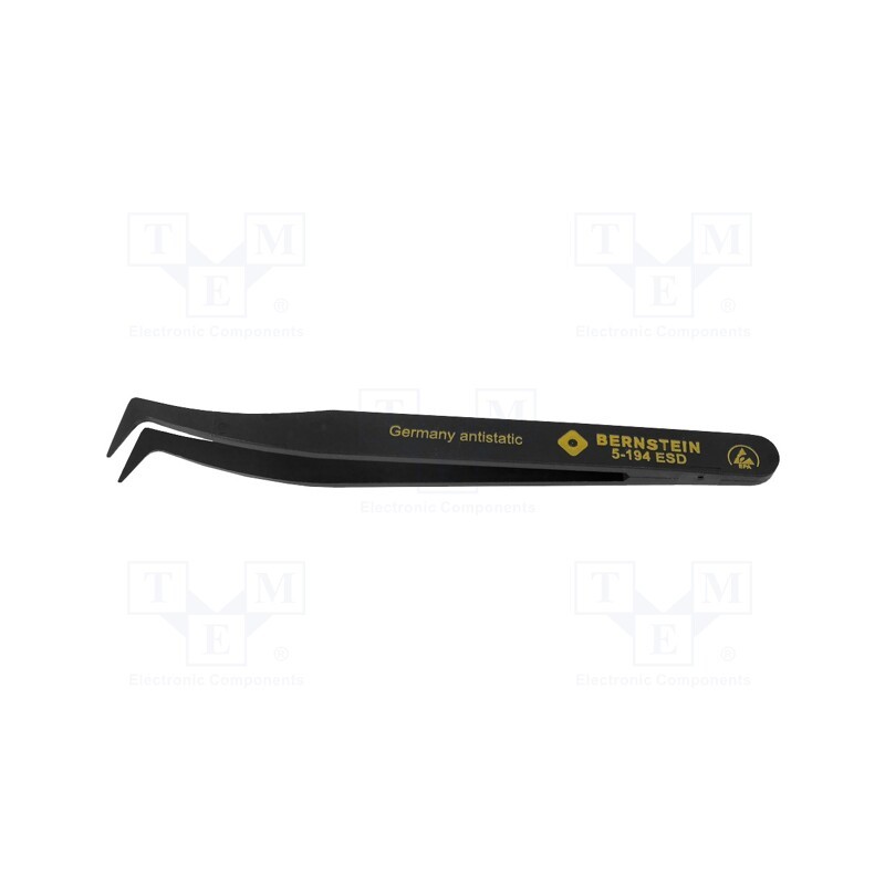 1 pcs x BERNSTEIN - 5-194 - Tweezers, Blade tip shape: rounded, Tweezers len: 120mm, ESD