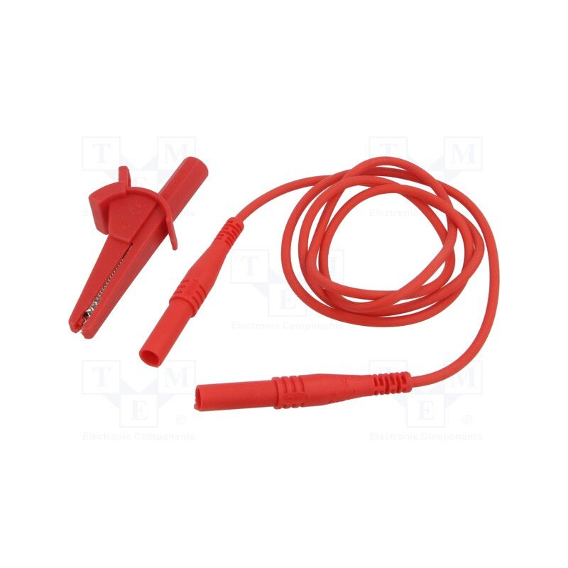 1 pcs x TIETZSCH - L-SETR - Test lead, banana plug 4mm,aligator clip, Len: 1m, red