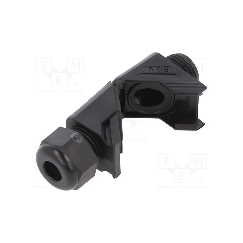 1 pcs x HUMMEL - 1.313.0901.14 - Cable gland, angular, PG9, IP68, polyamide, black, HSK-W