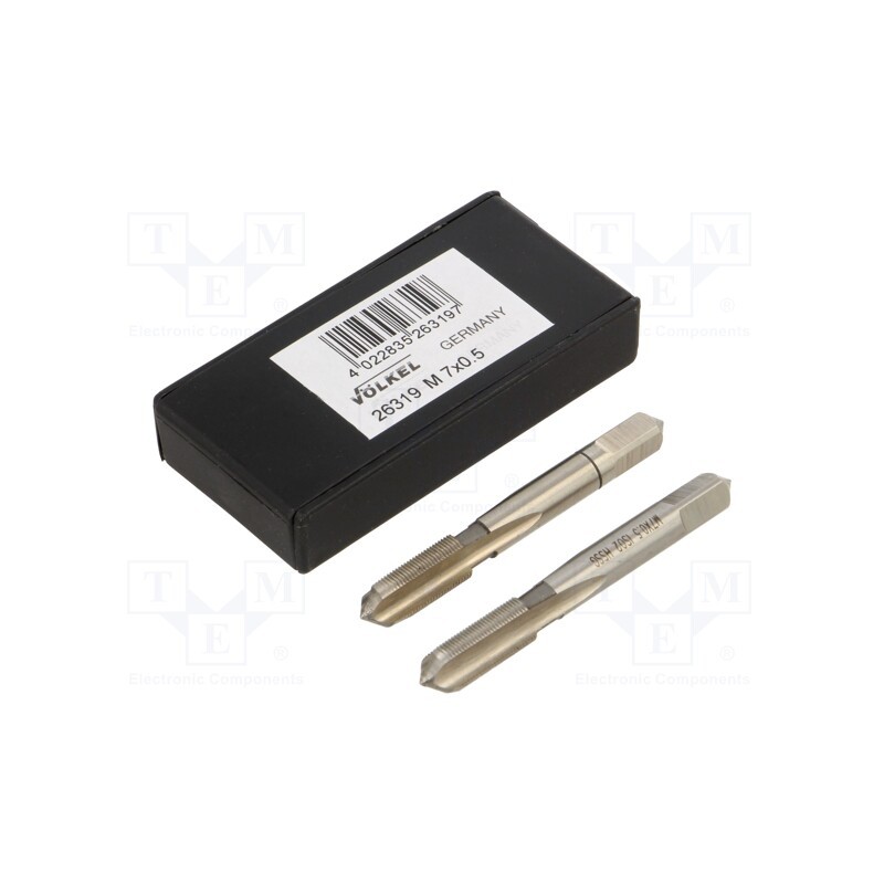 1 set x Vu00d6LKEL - 26319 - Tap, high speed steel grounded HSS-G, M7, 0.5, 50mm, 4,9mm, 2pcs.