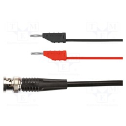 1 pcs x SCHu00dcTZINGER - KO 8162 / RG58 / 0.5 / 50 / SW - Test lead, BNC plug,banana plug 2mm x2, Len: 0.5m, red and black