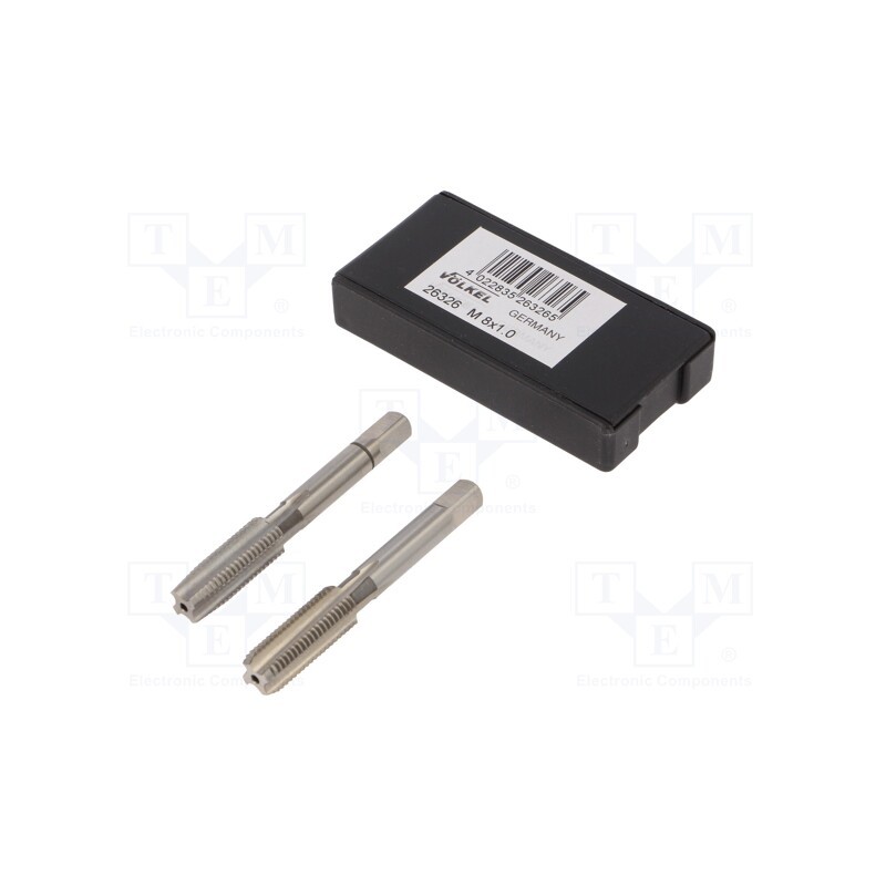 1 set x Vu00d6LKEL - 26326 - Tap, high speed steel grounded HSS-G, M8, 1, 56mm, 4,9mm, 2pcs.