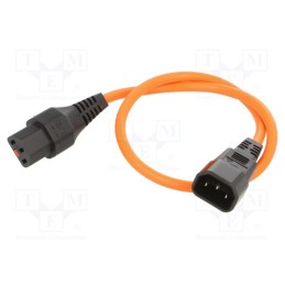 1 pcs x SCHAFFNER - IL13-C14-H05-3100-050-O - Cable, IEC C13 female,IEC C14 male, 0.5m, with IEC LOCK locking