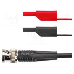 1 pcs x SCHu00dcTZINGER - KO 8358 / RG58 / 0.5 / 50 / SW - Test lead, BNC plug,banana plug 2mm x2, Len: 0.5m, red and black