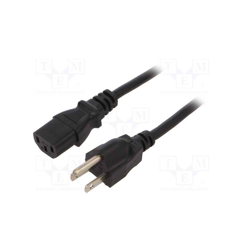 1 pcs x SCHURTER - 6047.6414 - Cable, 3x0.75mm2, IEC C13 female,JIS 8303 plug, PVC, 2m, black, 7A
