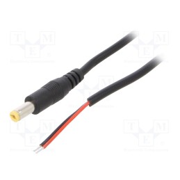 1 pcs x SUNNY - ECP30R2155STST - Cable, 2x0.5mm2, wires,DC 5,5/2,1 plug, straight, black, 3m