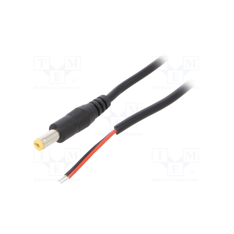 1 pcs x SUNNY - ECP30R2155STST - Cable, 2x0.5mm2, wires,DC 5,5/2,1 plug, straight, black, 3m