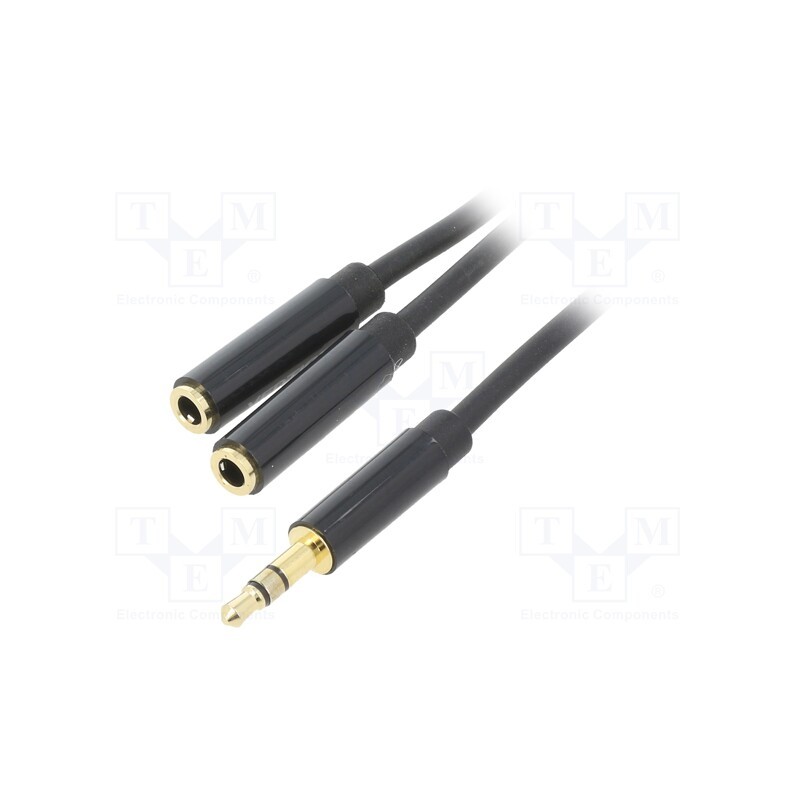 1 pcs x VENTION - BBSBY - Cable, Jack 3.5mm 3pin socket x2,Jack 3.5mm 3pin plug, 0.3m