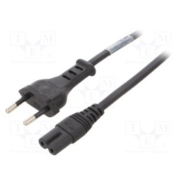 1 pcs x SCHURTER - 6013.0474 - Cable, 2x0.75mm2, CEE 7/16 (C) plug,IEC C7 female, PVC, 2m, black