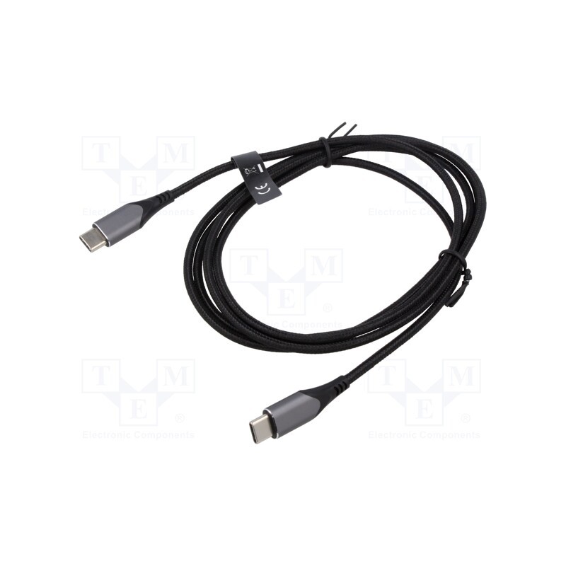 1 pcs x VENTION - TADHG - Cable, USB 2.0, USB C plug,both sides, 1.5m, black, 480Mbps, 60W