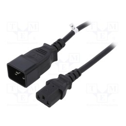 1 pcs x QOLTEC - 53991 - Cable, 3x1.5mm2, IEC C13 female,IEC C20 male, 1.2m, black, 10A