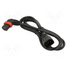 1 pcs x SCHAFFNER - IL13P-R-C14-H05-3100-100 - Cable, IEC C13 female 90°,IEC C14 male, 1m, black, 10A, 250V, IP20