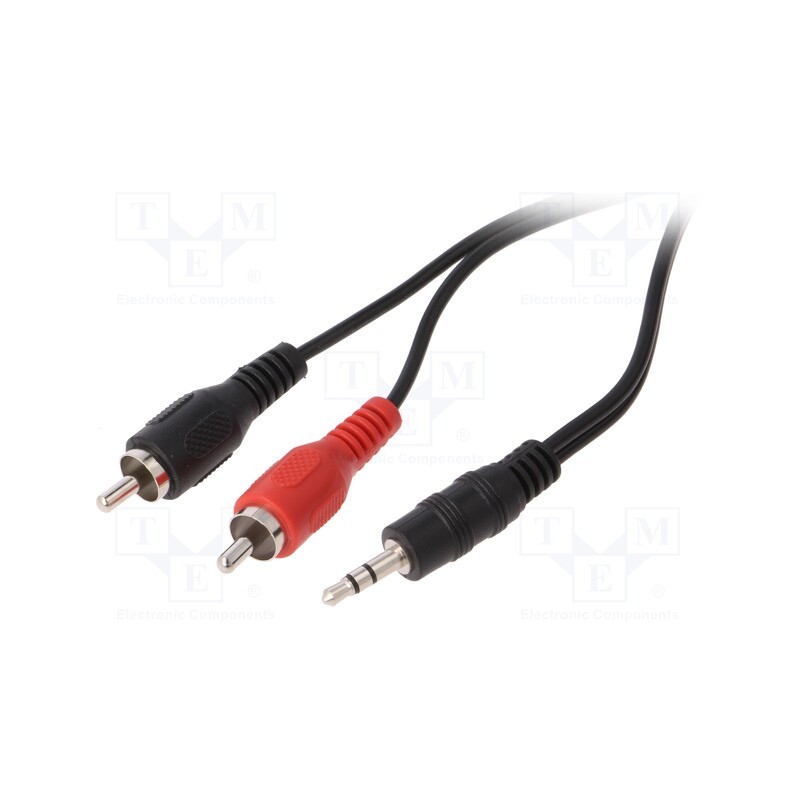1 pcs x BQ CABLE - BQC-JPS2RP-1000 - Cable, Jack 3.5mm plug,RCA plug x2, 10m, black