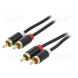 1 pcs x VENTION - VAB-R06-B100 - Cable, RCA plug x2,both sides, 1m, Plating: gold-plated, black