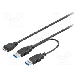 1 pcs x Goobay - 95746 - Cable, USB 3.0, USB A plug x2,USB B micro plug, 0.3m, black, PVC