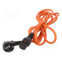 1 pcs x SCHAFFNER - IL13-EU1-H05-3100-300-O - Cable, CEE 7/7 (E/F) plug angled,IEC C13 female, 3m, orange, 10A