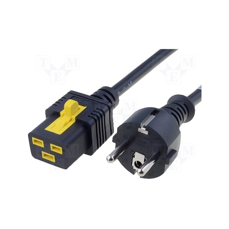 1 pcs x SCHURTER - 6051.2043 - Cable, 3x1.5mm2, CEE 7/7 (E/F) plug,IEC C19 female, PVC, 2m, 16A