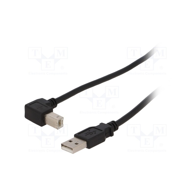 1 pcs x Goobay - 93016 - Cable, USB 2.0, USB A plug,USB B angled plug, 0.5m, black, PVC