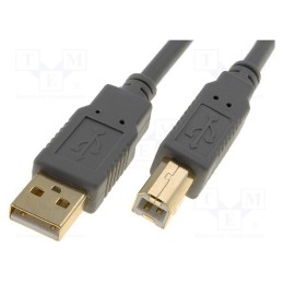 1 pcs x BQ CABLE - CAB-USBAB/3G - Cable, USB 2.0, USB A plug,USB B plug, gold-plated, 3m, grey