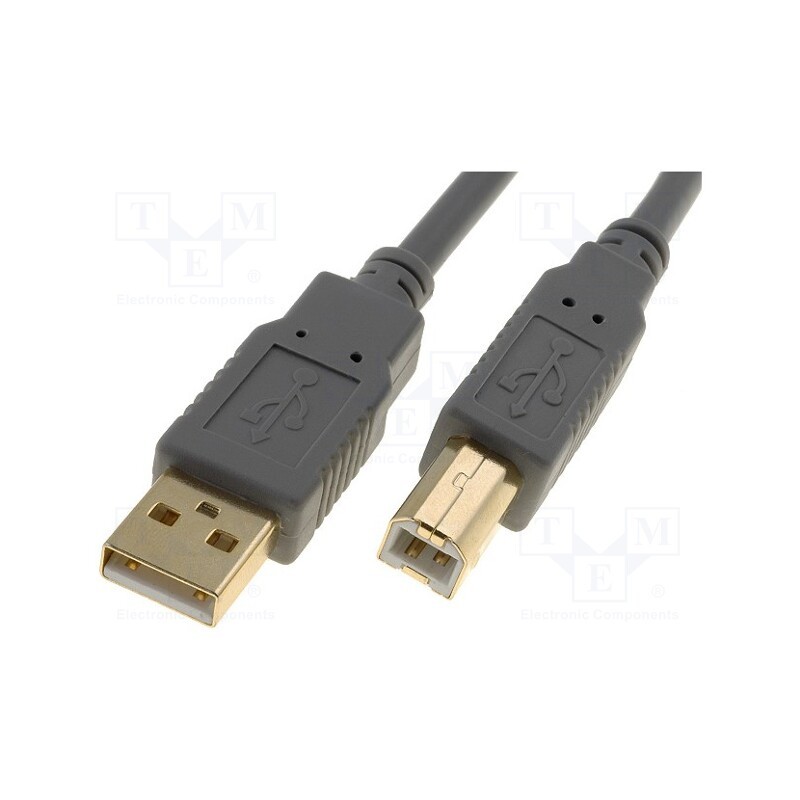 1 pcs x BQ CABLE - CAB-USBAB/3G - Cable, USB 2.0, USB A plug,USB B plug, gold-plated, 3m, grey