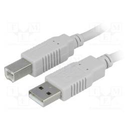 1 pcs x BQ CABLE - CAB-USBAB/3 - Cable, USB 2.0, USB A plug,USB B plug, 3m, grey, Core: Cu
