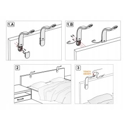 LED wall lamp 12v for a caravan, camper, flexible black