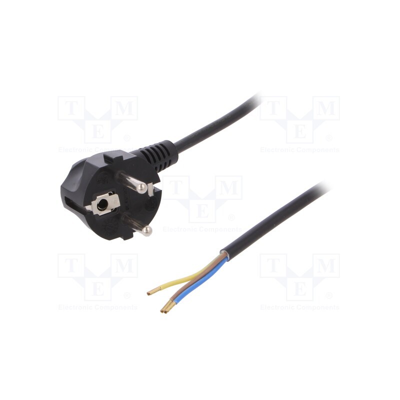 1 pcs x PLASTROL - W-97168 - Cable, 3G1mm2, CEE 7/7 (E/F) plug angled,wires,SCHUKO plug, PVC